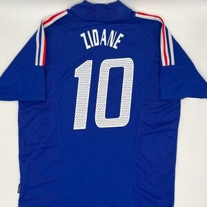 Zidane #10 France 2002/2003/2004 Home ORIGINAL Adidas Soccer Jersey (L)